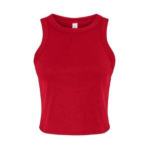 Womens/Ladies Micro-Rib Racerback Tank Top / Solid Red